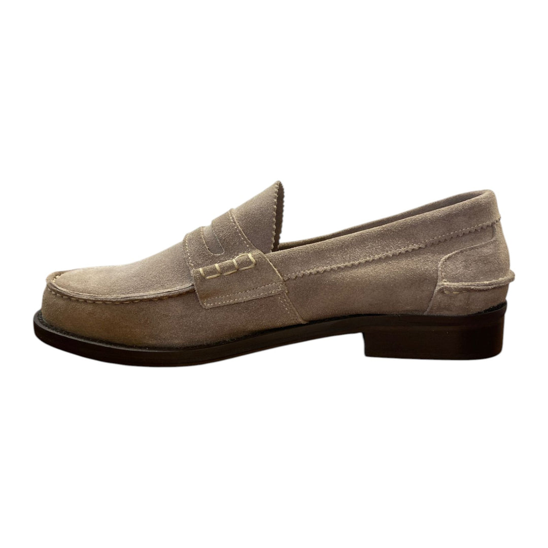 Mocassin en cuir suédé taupe
