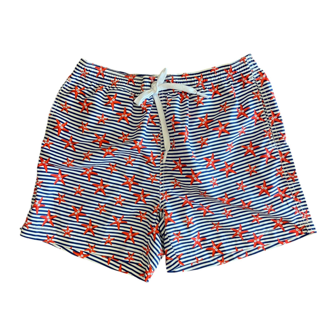 MAILLOT DE BAIN À RAYURES ÉTOILES MARINES BLANC/BLEU