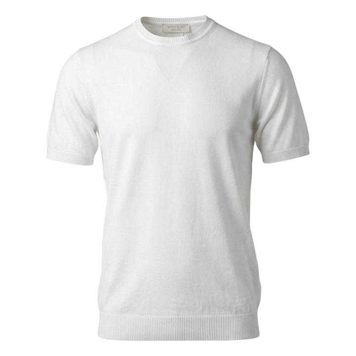 Col Rond Manches Courtes Coton Peigné Blanc Optique