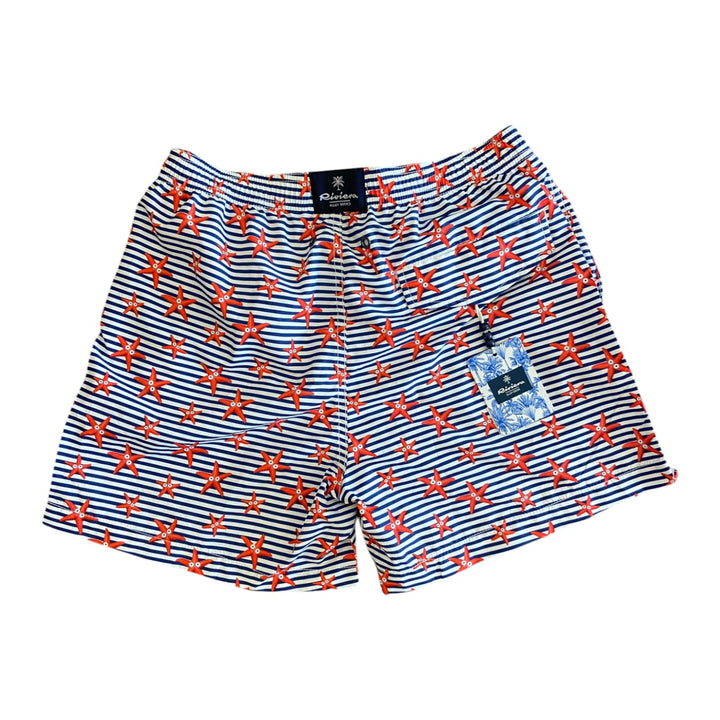 MAILLOT DE BAIN À RAYURES ÉTOILES MARINES BLANC/BLEU