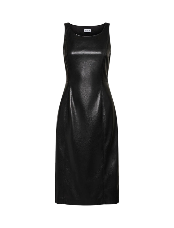 Robe fourreau en jersey enduit - Noir