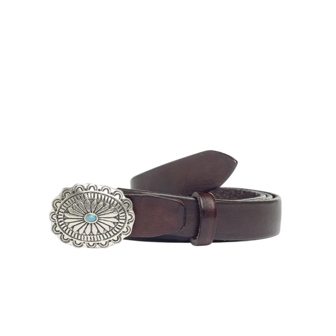 CEINTURE EN CUIR VÉRITABLE BOUCLE MARRON