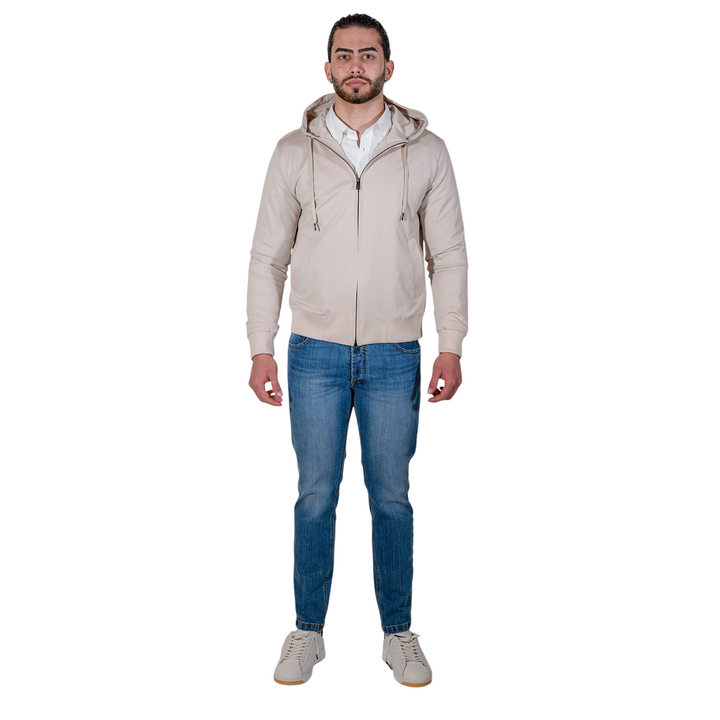 HOODIE ZIP PIQUET Beige