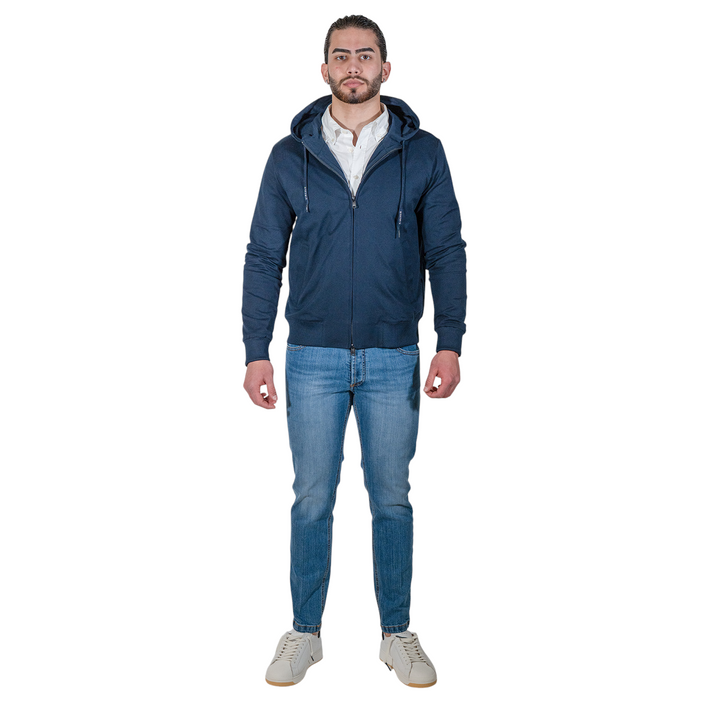 HOODIE ZIP PIQUET Bleu