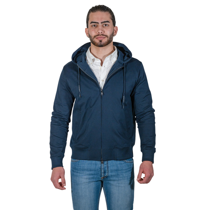 HOODIE ZIP PIQUET Bleu