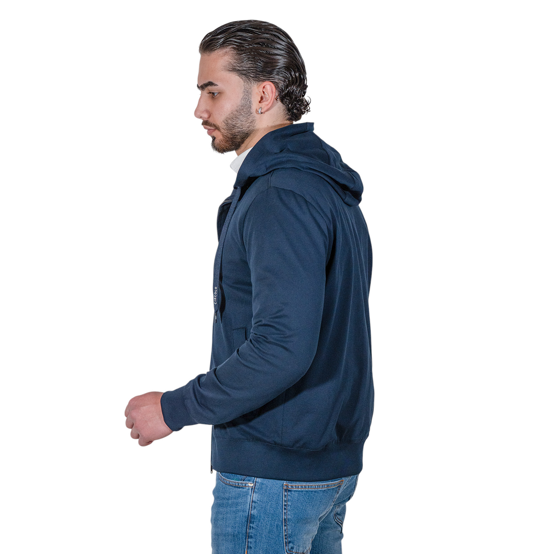 HOODIE ZIP PIQUET Bleu