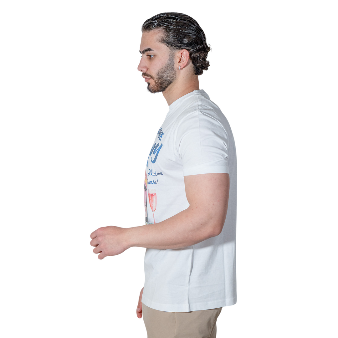 T-SHIRT IMPRIMÉ CHAMPAGNE BLANC