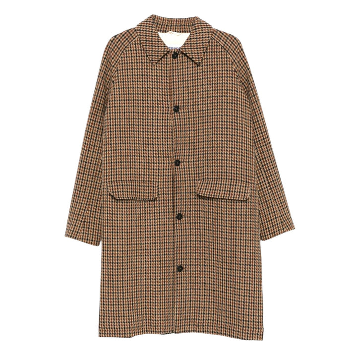 MANTEAU PIED DE PUOLE BEIGE-MARRON-BLEU