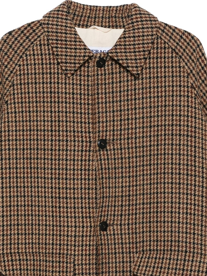 MANTEAU PIED DE PUOLE BEIGE-MARRON-BLEU