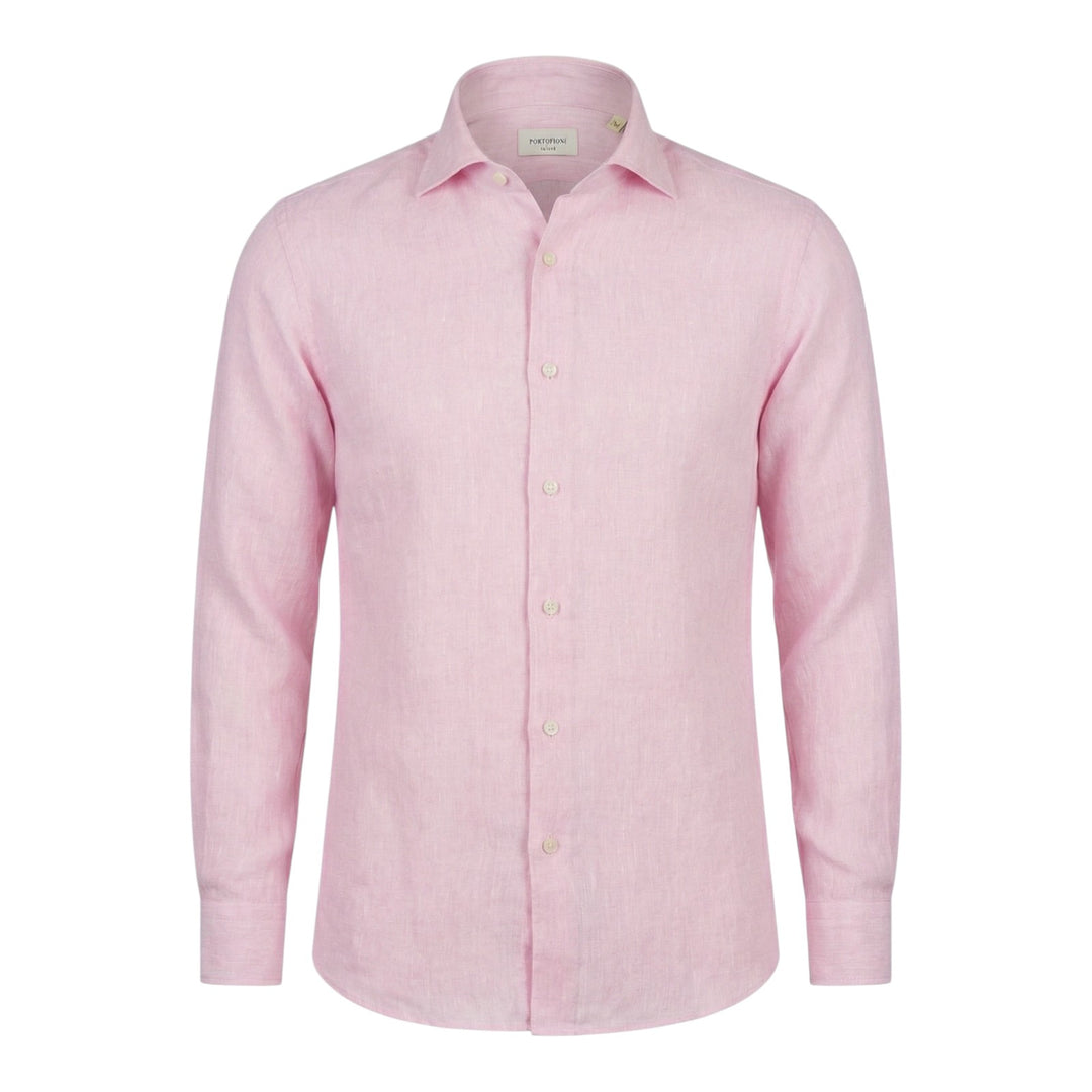 Chemise Manches Longues Custom Fit 100% Lin Rose Washed