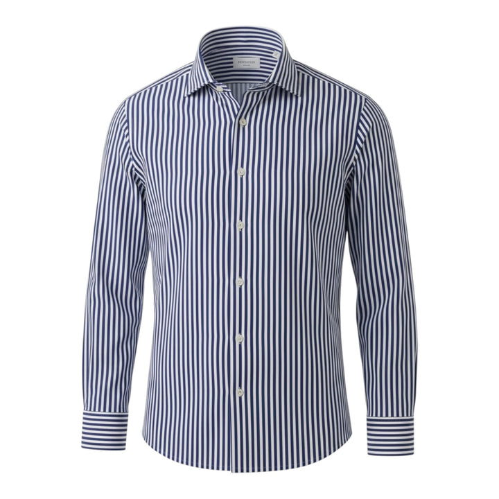 Chemise Manches Longues Slim fit Sans repassage À rayures Bleu-Blanc