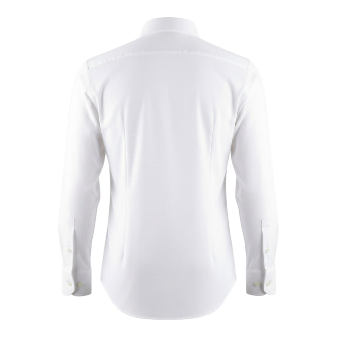 Chemise Polo Oxford Manches Longues Custom Fit Coton Blanc