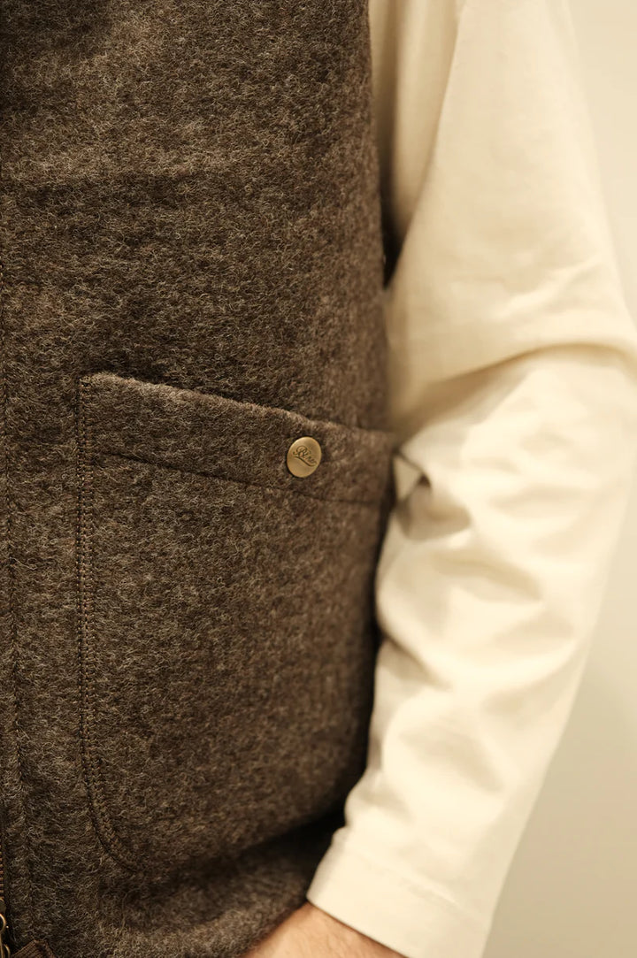 GILET EN LAINE VEST WOLF MARRON