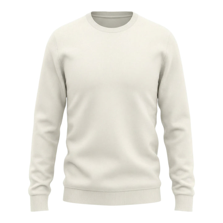 Col Rond Manches Longues Coton Peigné Blanc Perle
