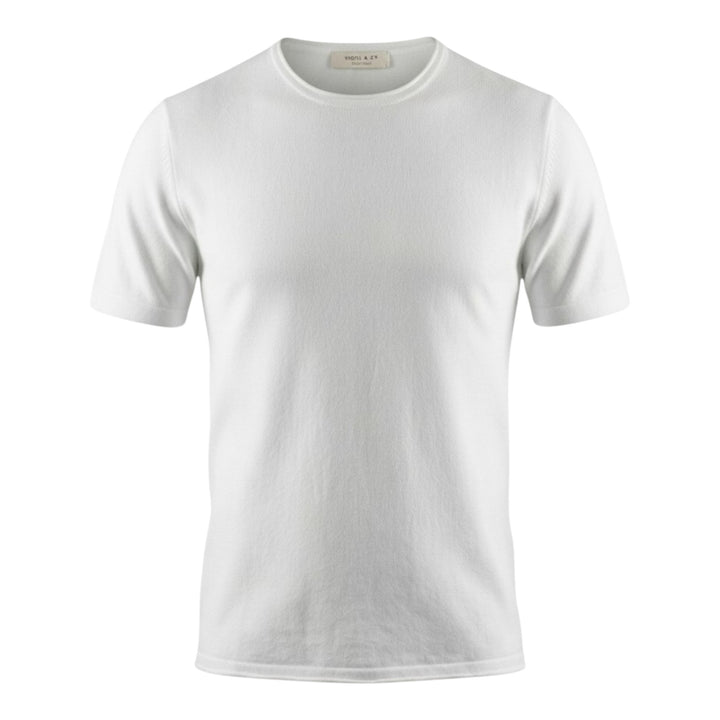 Col Rond Manches Courtes Coton Peigné Blanc Optique