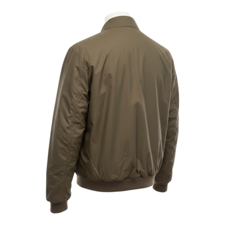 Blouson en Cuir Véritable Réversible Nylon Bleu Navy-Militaire