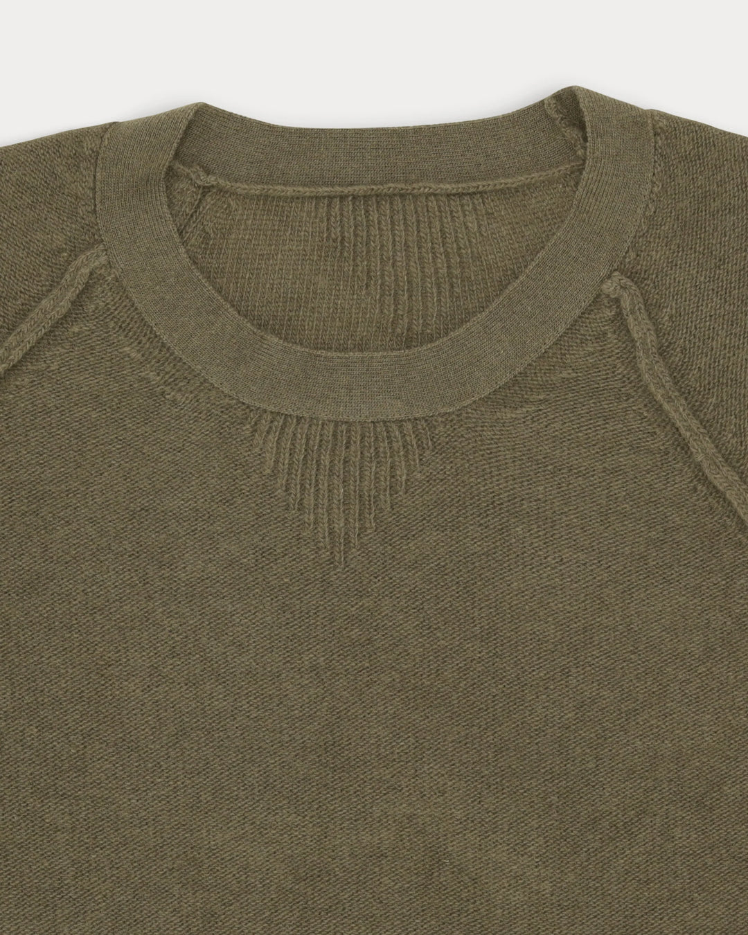 PULL COL ROND HARVARD EN LAINE MANCHES RAGLAN ARMY GREEN