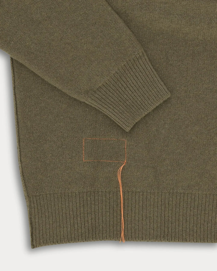 PULL COL ROND HARVARD EN LAINE MANCHES RAGLAN ARMY GREEN
