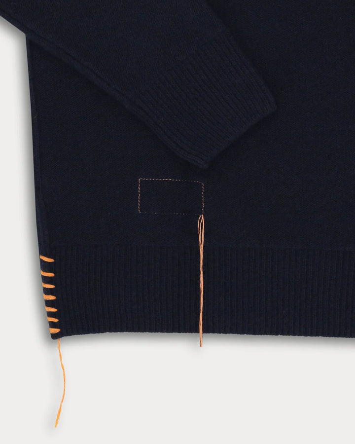 PULL COL ROND HARVARD EN LAINE MANCHES RAGLAN NAVY