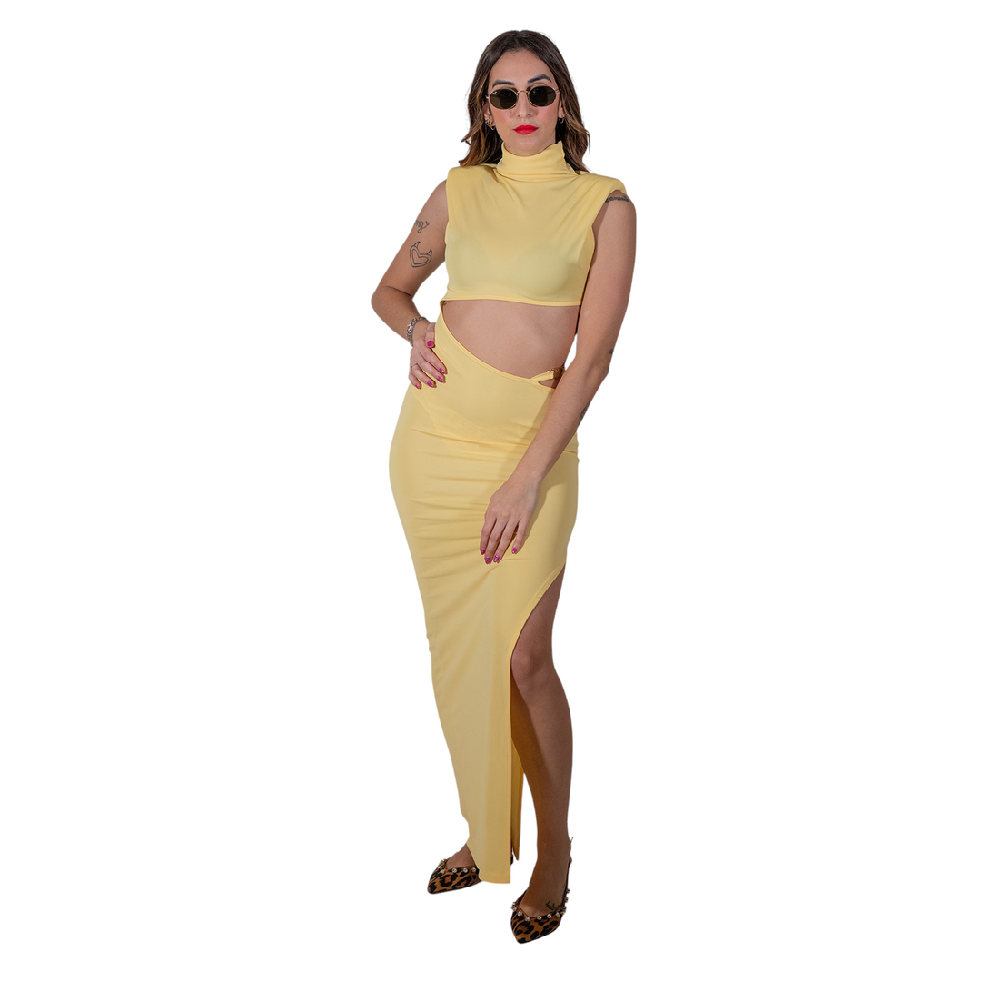 ROBE À DÉCOUPES JAUNE