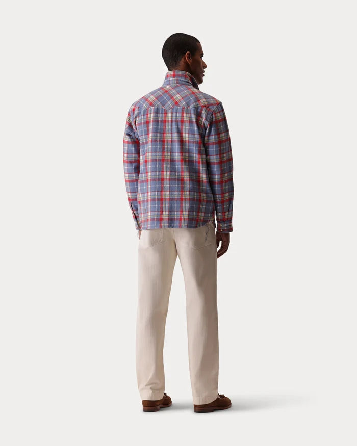 JOSH CHEMISE WESTERN EN COTON À CARREAUX RED/GREY