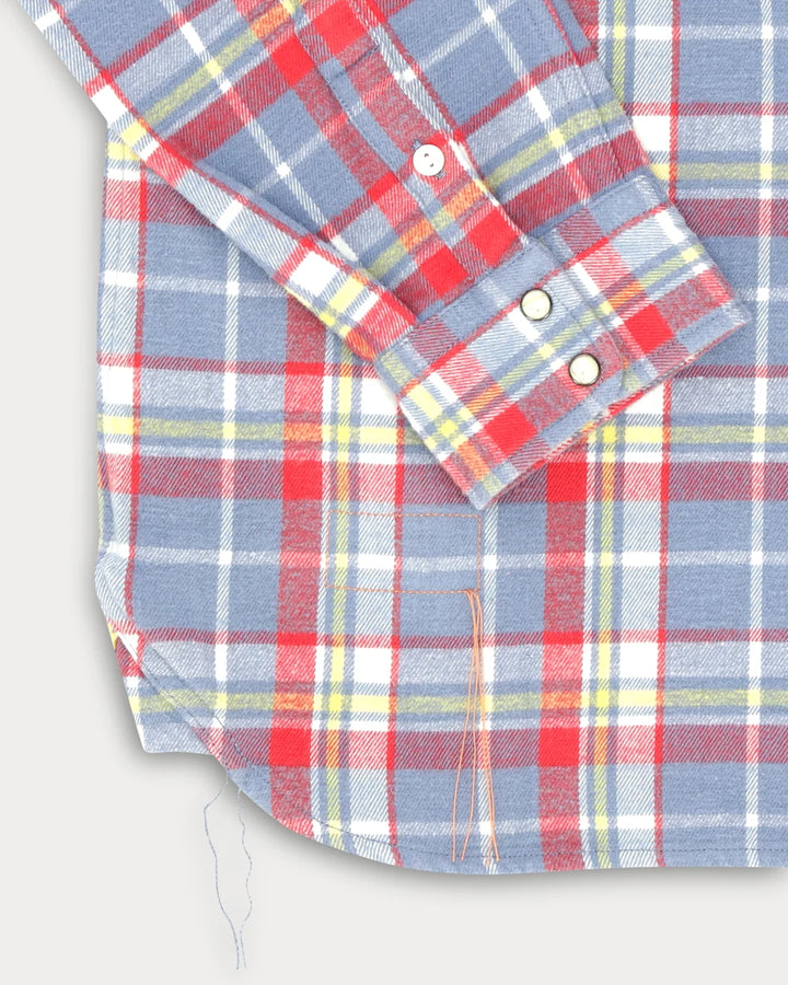 JOSH CHEMISE WESTERN EN COTON À CARREAUX RED/GREY