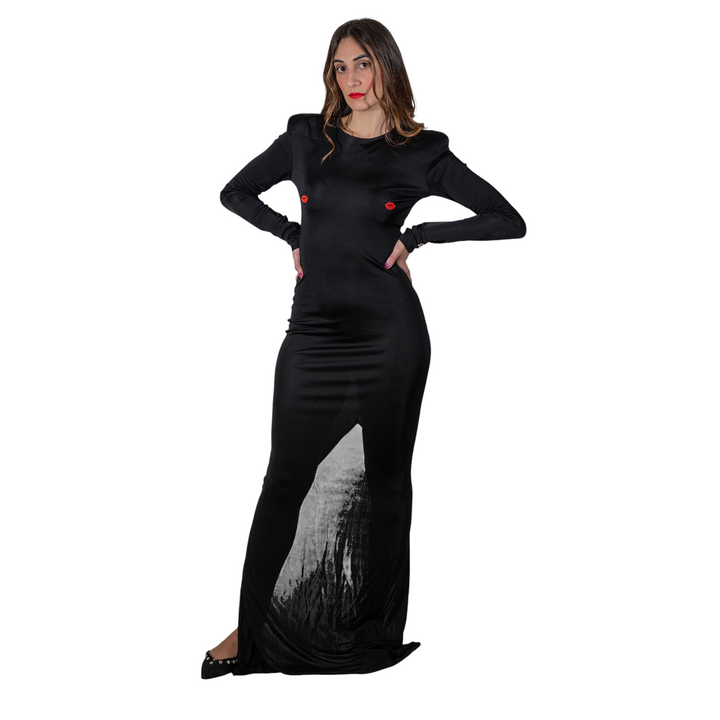 ROBE LONGUE EN VISCOSE NOIRE