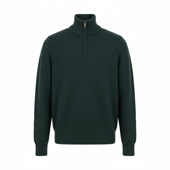 PULL À FERMETURE ÉCLAIR FINEZZA 5 LAINE MÉRINOS VERT