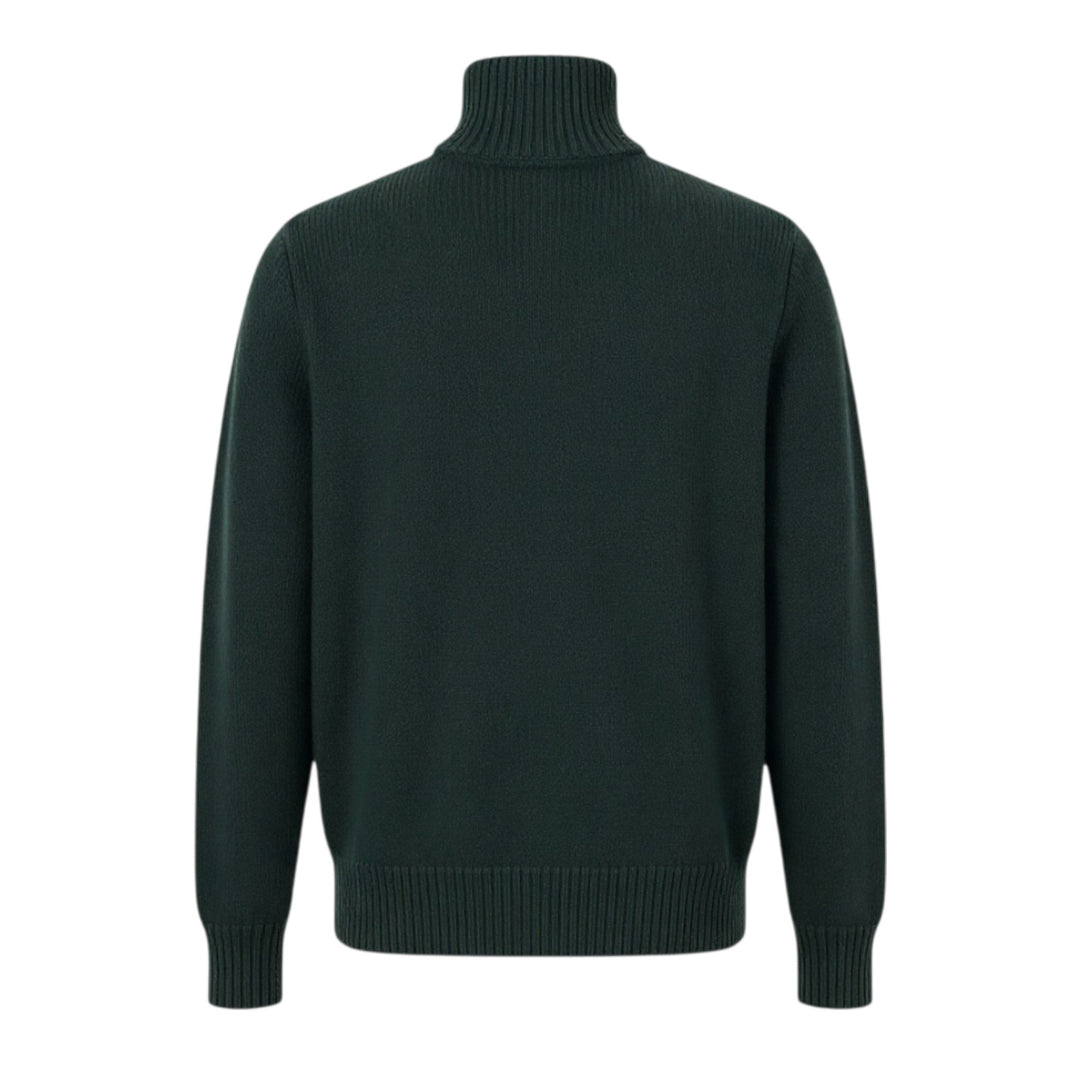 PULL À FERMETURE ÉCLAIR FINEZZA 5 LAINE MÉRINOS VERT