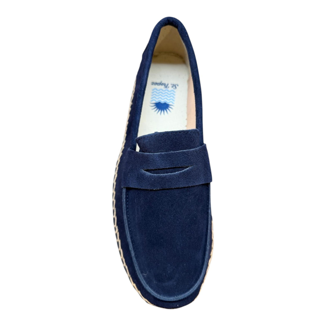 Mocassins en véritable cuir suédé semelle gomme bleu marine