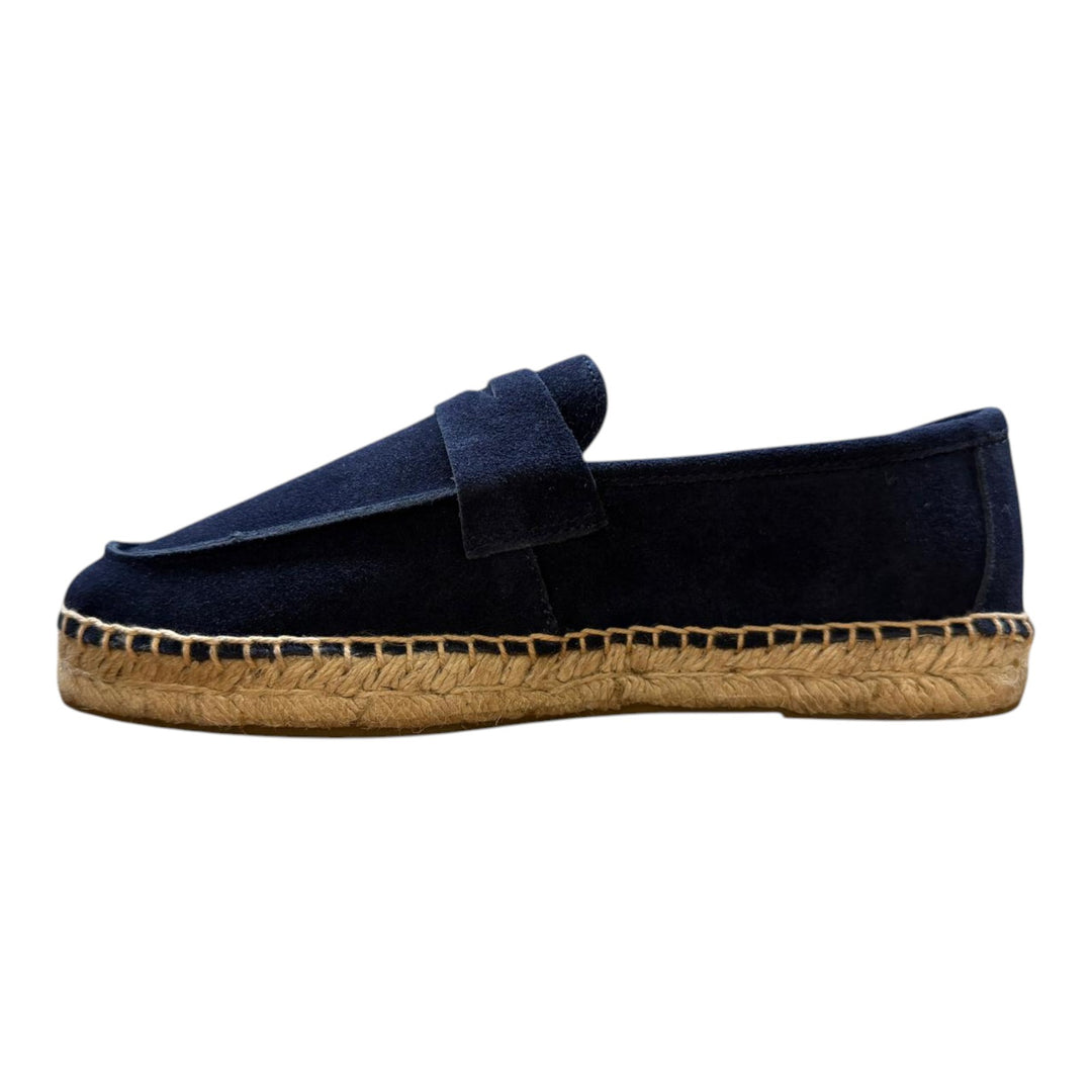 Mocassins en véritable cuir suédé semelle gomme bleu marine