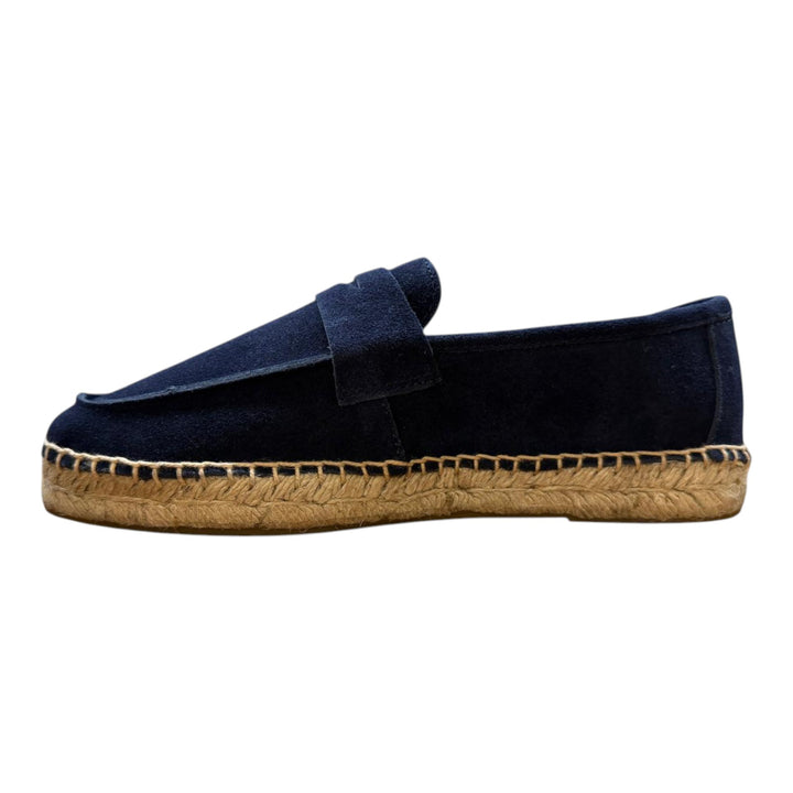 Mocassins en véritable cuir suédé semelle gomme bleu marine