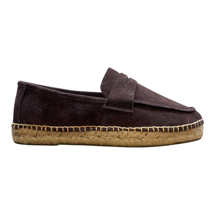 Mocassins en Véritable Cuir Suédé Semelle Gomme Marron Foncé