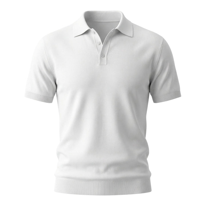 Polo Manches Courtes Coton Peigné Corde Blanc Optique