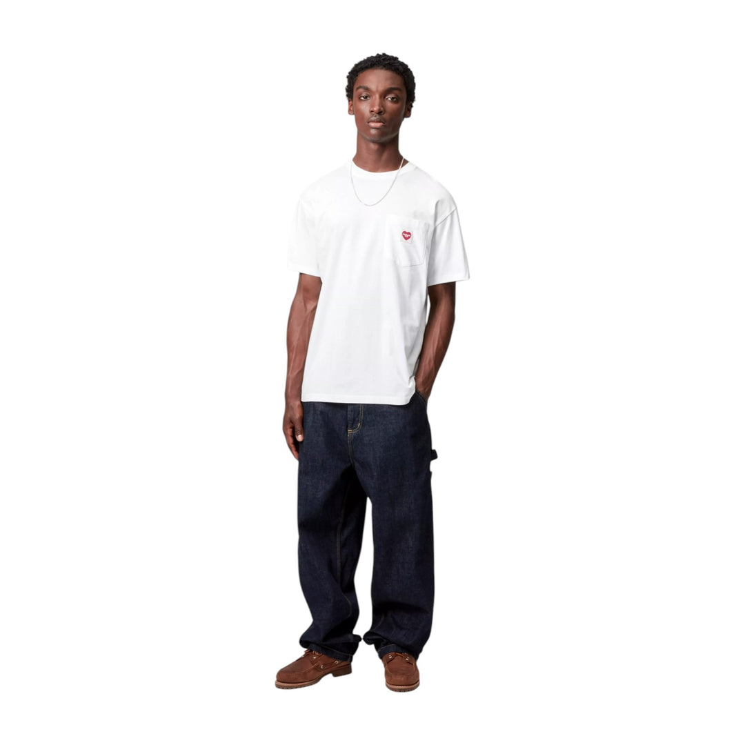 S/S Pocket Heart T-Shirt Blanc / Rouge