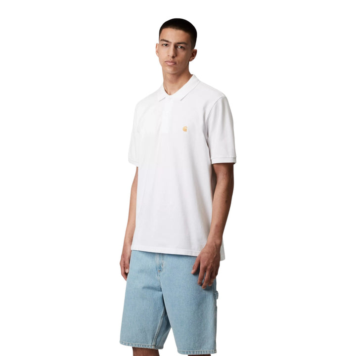 S/S Chase Polo en piqué Blanc / Or