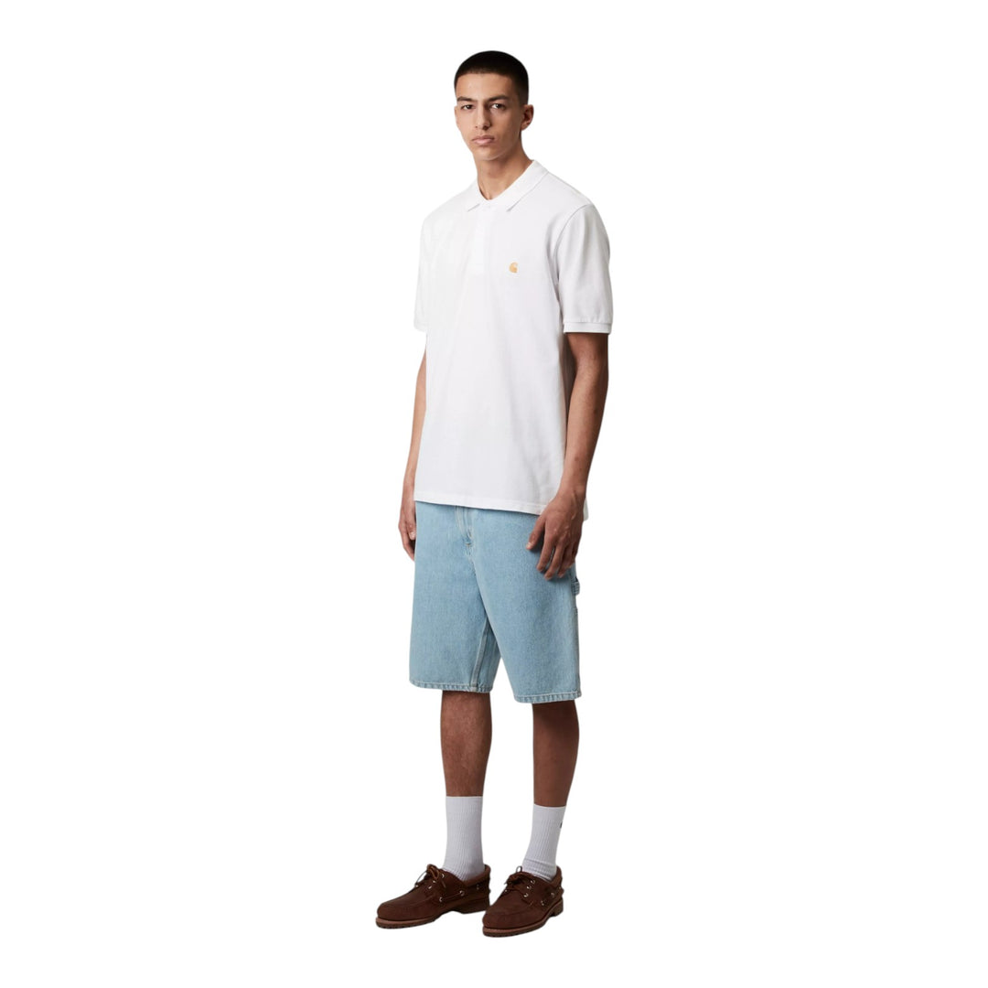S/S Chase Polo en piqué Blanc / Or