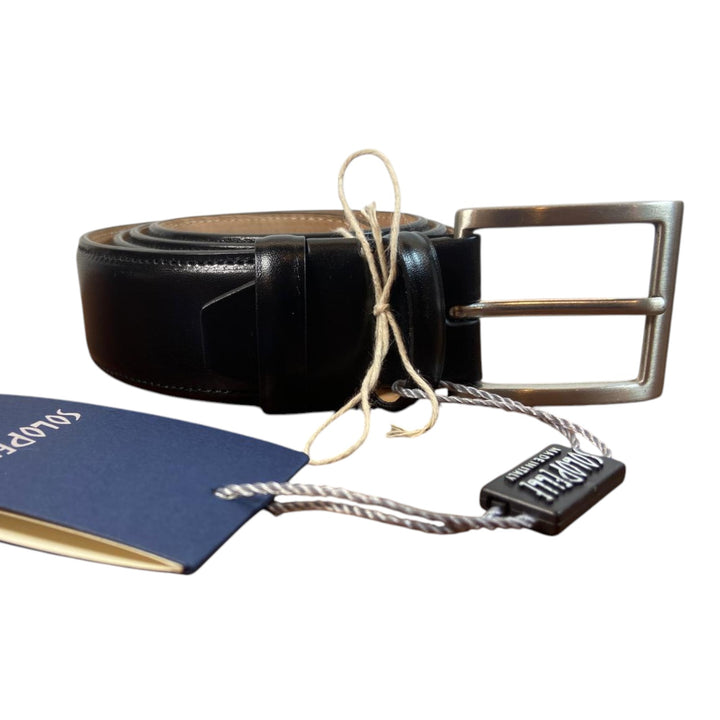 CEINTURE EN CUIR VÉRITABLE COUSUE NOIR