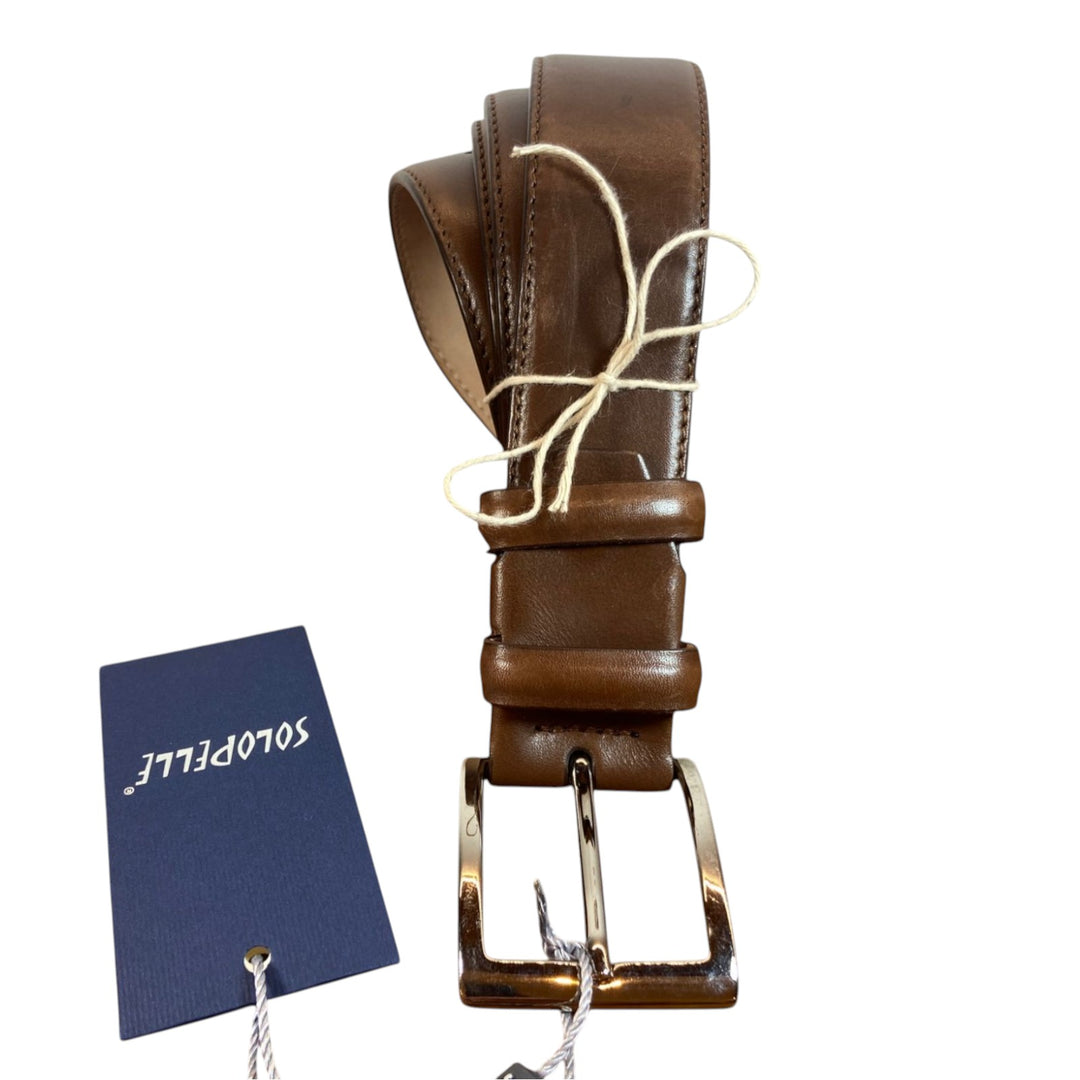 CEINTURE EN CUIR VÉRITABLE COUSUE MARRON