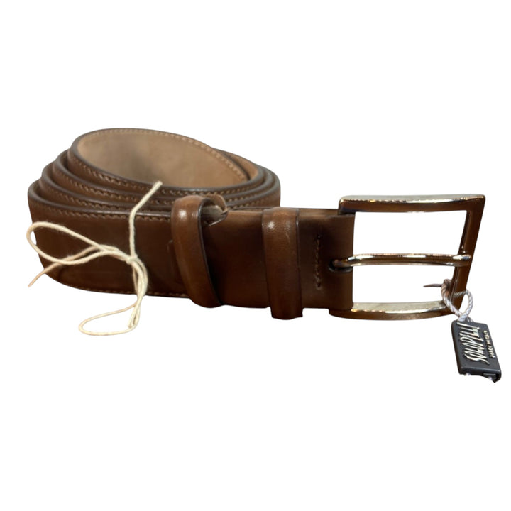 CEINTURE EN CUIR VÉRITABLE COUSUE MARRON