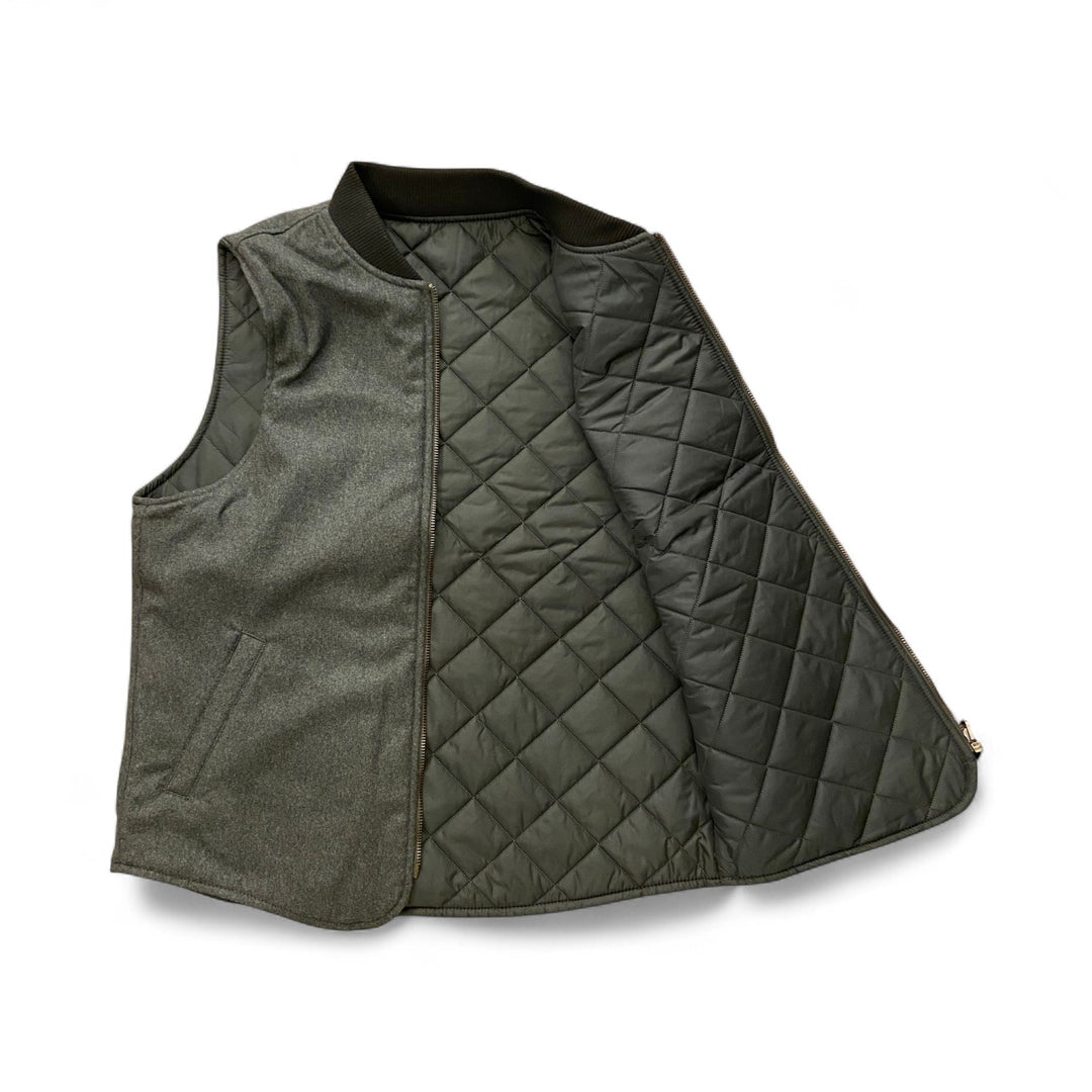 GILET EN LAINE RÉVERSIBLE OWL VERT