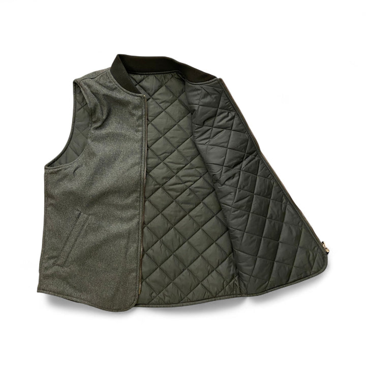 GILET EN LAINE RÉVERSIBLE OWL VERT