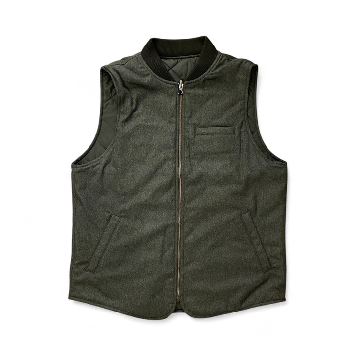 GILET EN LAINE RÉVERSIBLE OWL VERT