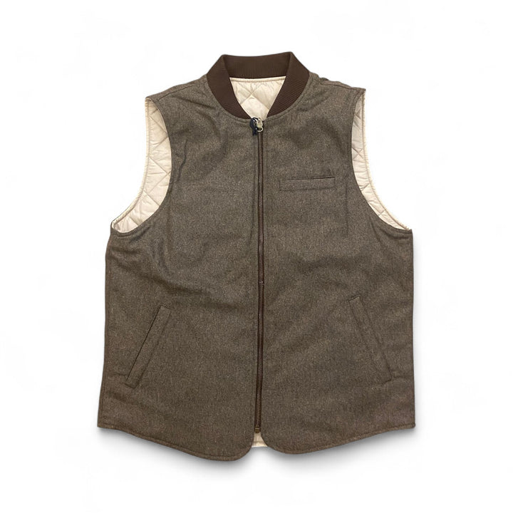 GILET EN LAINE RÉVERSIBLE OWL MARRON