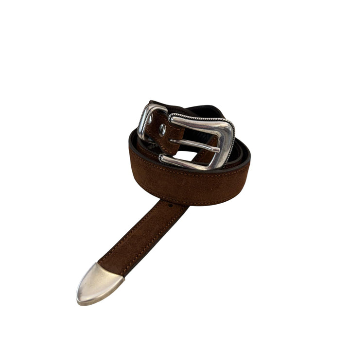 CEINTURE EN CUIR SUÉDÉ COGNAC
