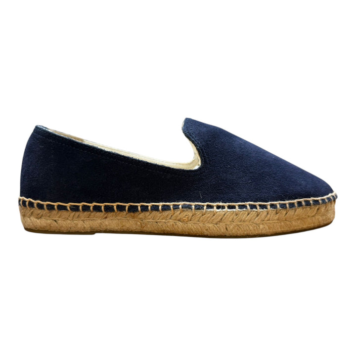Espadrilles en Véritable Cuir Suédé Semelle Gomme Bleu Navy