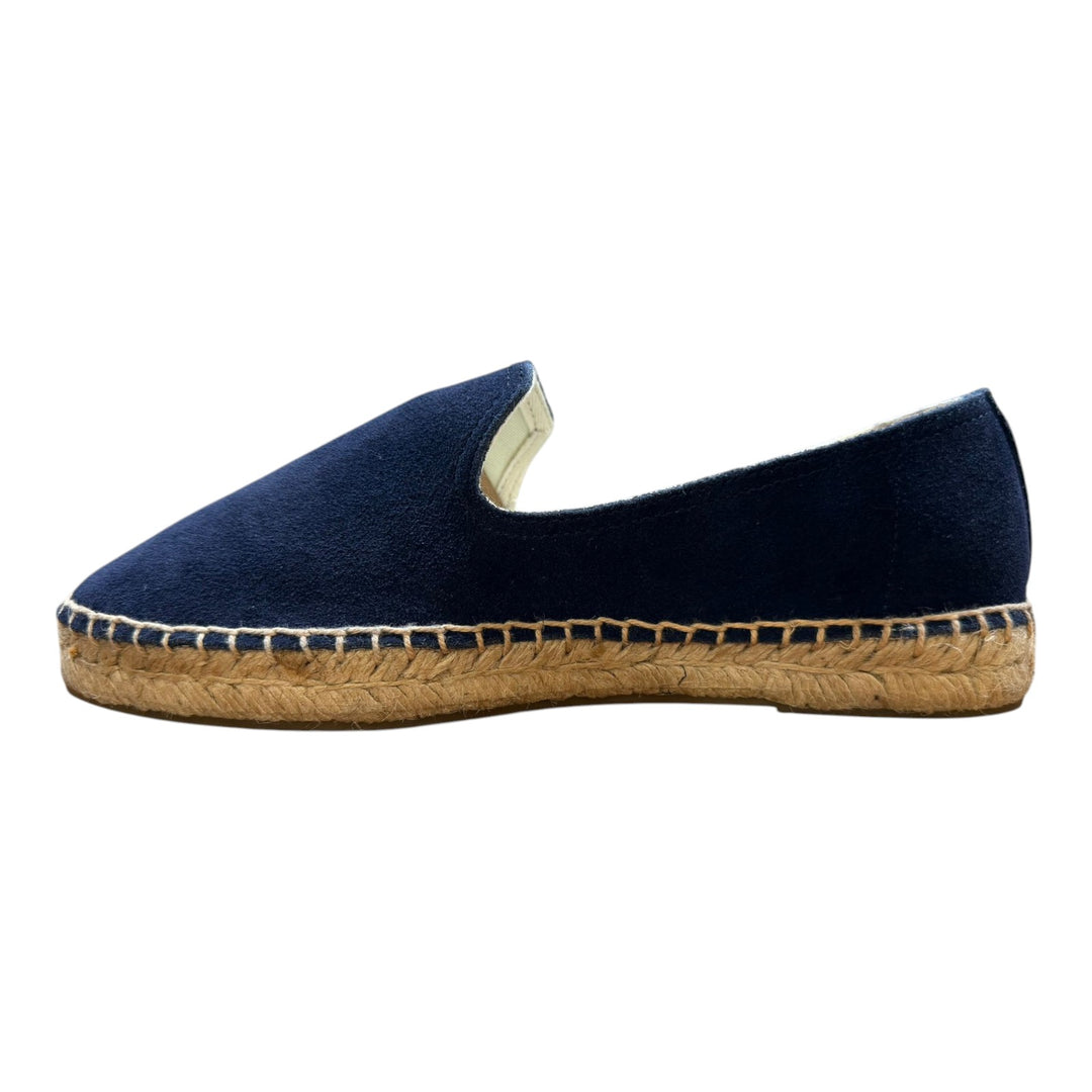 Espadrilles en Véritable Cuir Suédé Semelle Gomme Bleu Navy