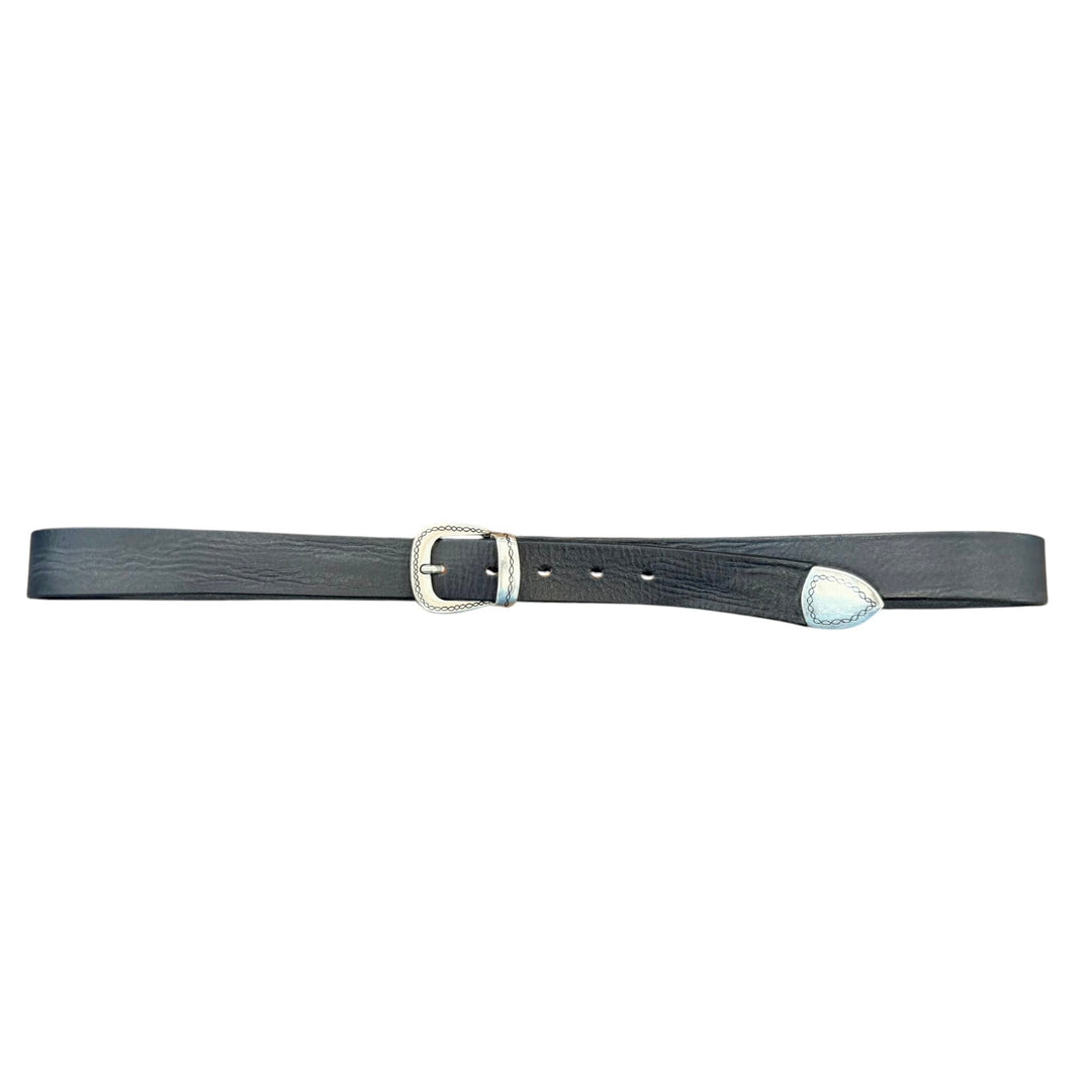 CEINTURE EN CUIR VÉRITABLE WESTERN BLEU