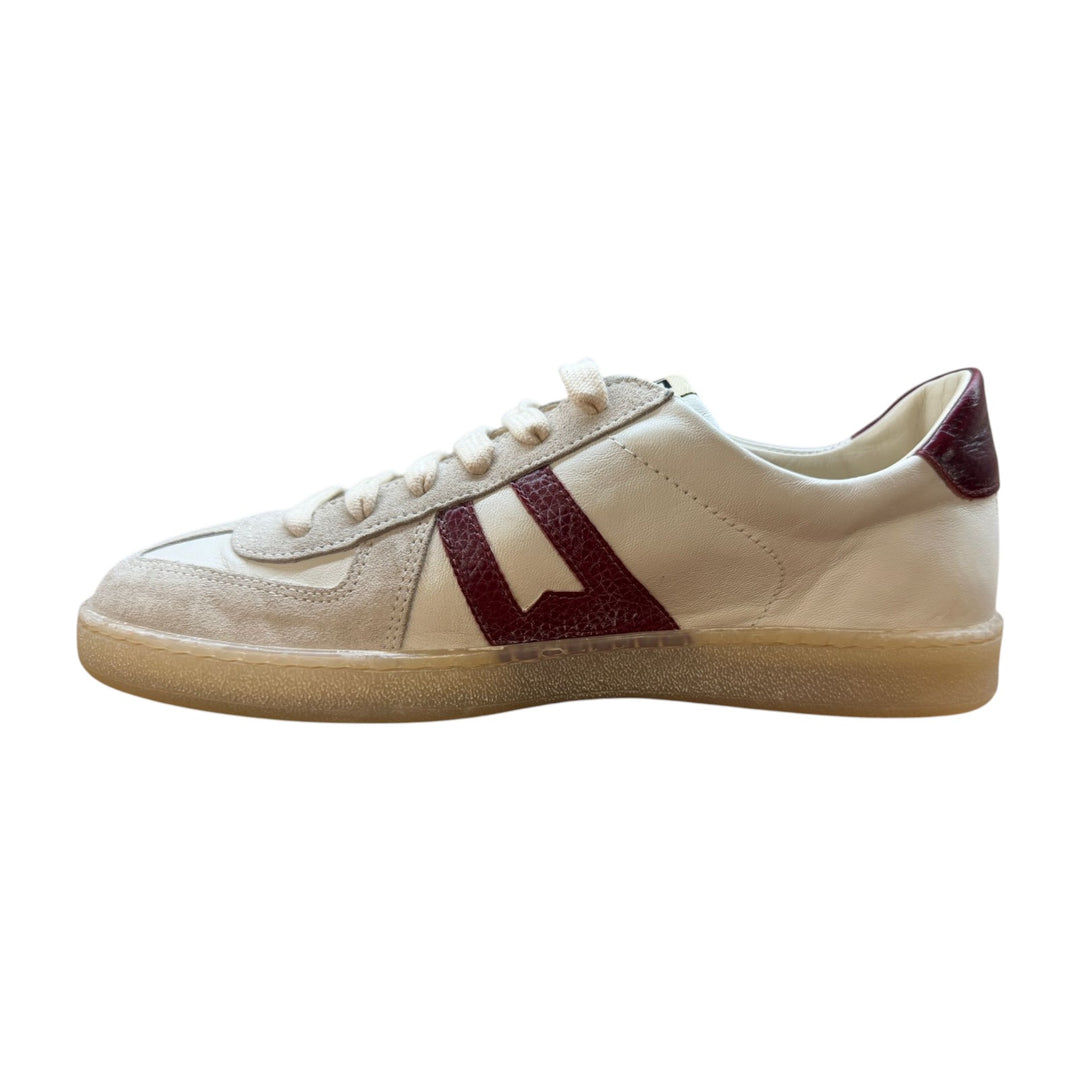 Sneakers en cuir véritable blanc-marron