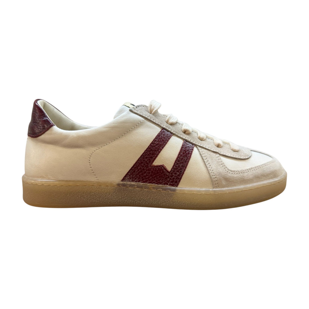 Sneakers en cuir véritable blanc-marron